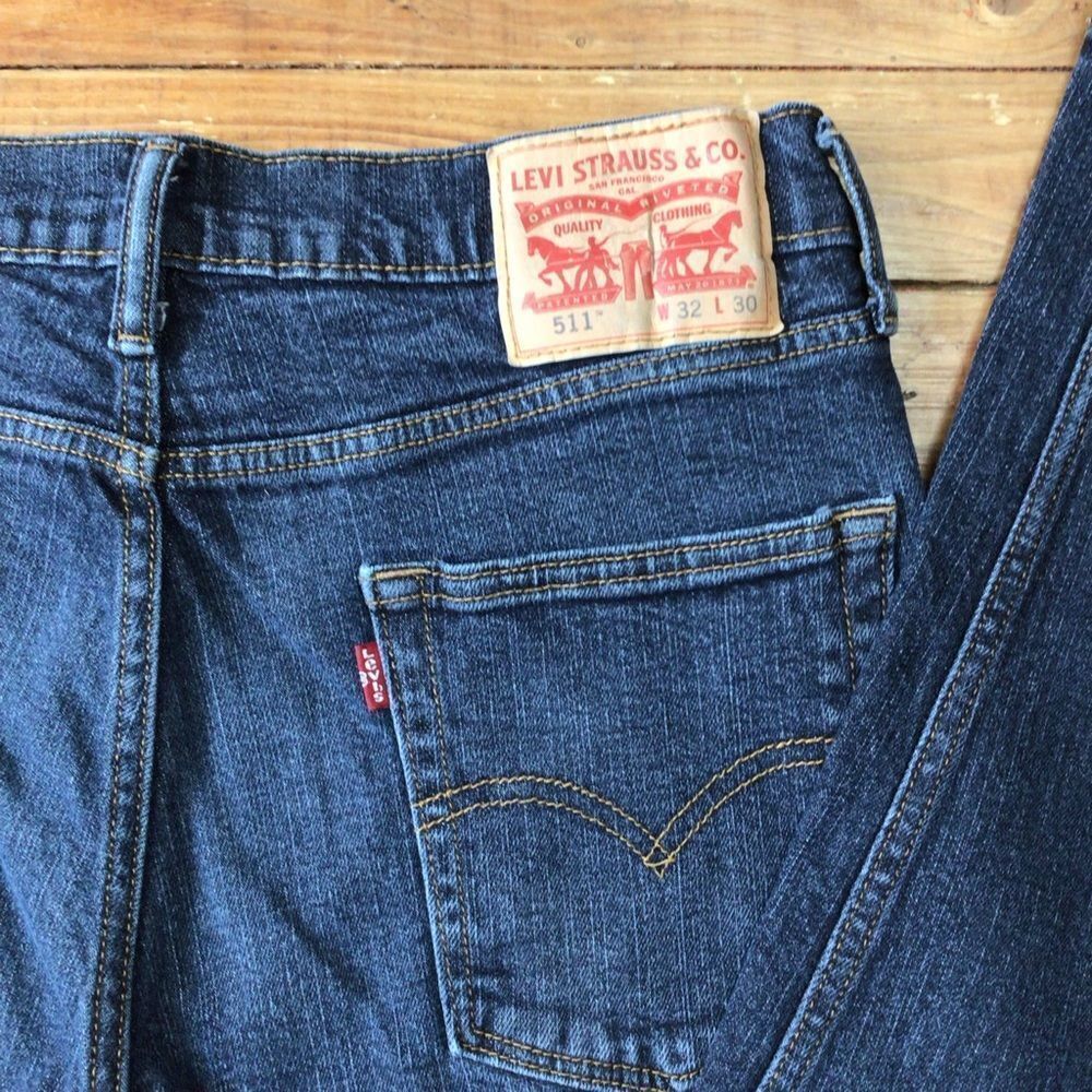 Levi’s 511 Slim Straight Jeans W32 L30 Dark Wash Stretch Denim Men’s Classic - Picture 4 of 10